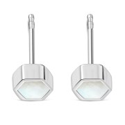 Mother of Pearl Hexagon Silver Stud Earrings, e373st